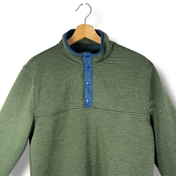 J Crew Factory Authentic Fleece Quilted Knit Pullover, Olive Green, Size Small - Picture 2 of 11